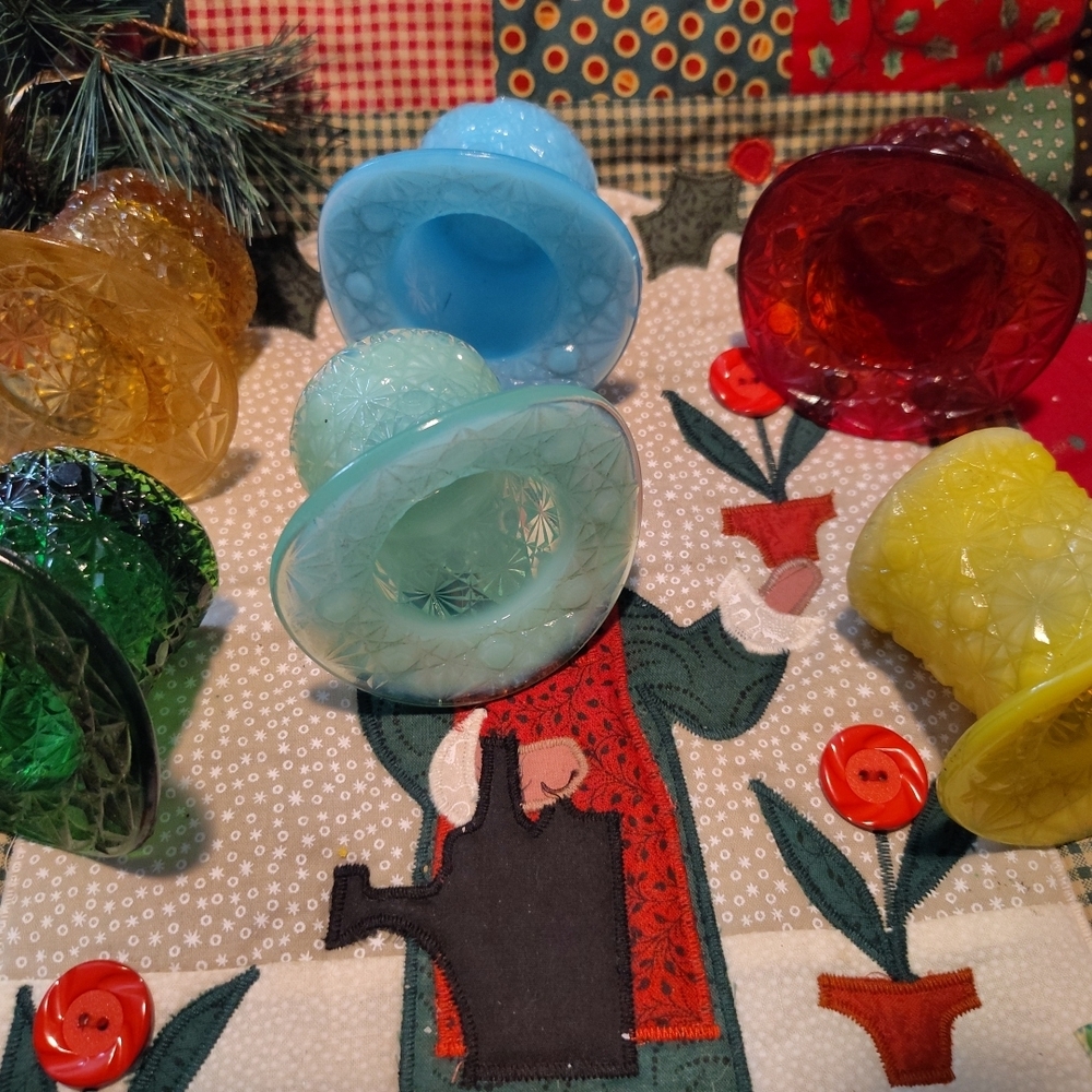 Colorful Glass Hat Candle Holders